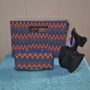Colorful Zigzag Women's Bag Set And Earrings